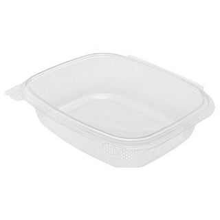 Choice 16 oz. Clear RPET Shallow Hinged Deli Container - 50/Pack
