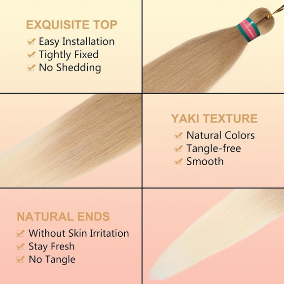 JINYUN-Ombre Blonde Pre stretched Braiding Hair 2 Packs Pre feathered Braid Hair Extensions 30 Inches Synthetic Hair Braids