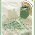 thumbnail image 4 of Aellinatey 5pcs Cotton Middle Waist Women's Green Floral Lace Trim Bows Underwear Panties, 4 of 20