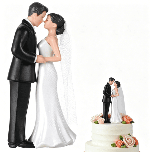 XIBUFE Wedding Cake Topper,4.3" Bride and Groom Figurine,Vintage Cake Toppers Elegant Couple Figurine for Anniversary Romantic Wedding Decoration
