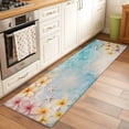 thumbnail image 3 of Summer Washable Runner Rugs 2'x6', Ocean Beach Yellow Flowers Starfish Linen Texture Low Pile Throw Entryway Rug Non-Slip Sturdy Edge Binding Carpet for Indoor Bedside Entrance Bedside, 3 of 9