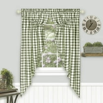 Simple Elegance by Ben&Jonah Scotch Check Gathered Swag Window Curtain Pair - 72"W x 63"L - Sage