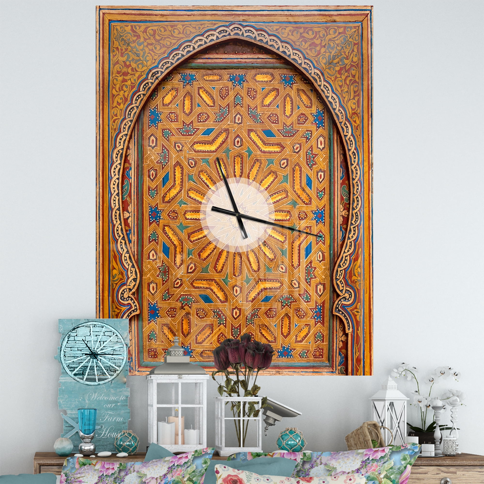Designart 'Colored Indian Ornament' Bohemian Wall Clock