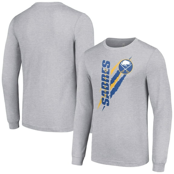 Men's Starter Heather Gray Buffalo Sabres Color Scratch Long-Sleeve T-Shirt