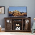 thumbnail image 2 of TV Stand for 65 Inch TV, Farmhouse Entertainment Center with Double Barn Doors and Storage Cabinets, Media TV Console Table for Living Room, Bedroom, Espresso, 2 of 7