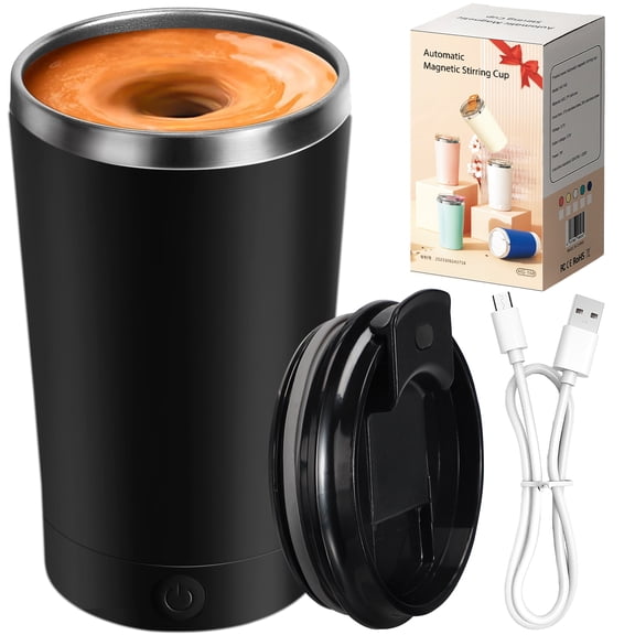 Livhil Self Stirring Coffee Mug, Electric High Speed Mixing Magnetic Self Stirring Mug(Black - 13.5 oz.)