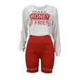 thumbnail image 3 of VISgogo - Conjunto de 2 piezas informales para mujer, de manga larga, con estampado de letras y pantalones cortos ajustados con banda elástica VISgogo moda, 3 of 6