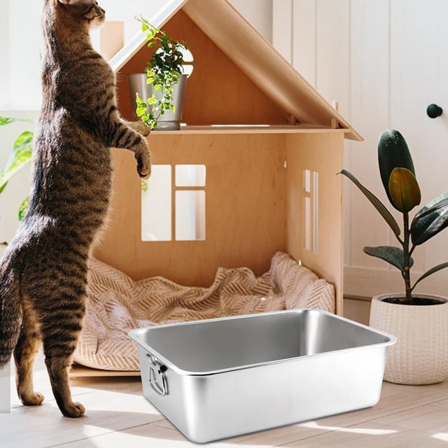 Stainless Rabbit Versatile Smooth Surface Kitten Toilet 60x40x15cm w Handle