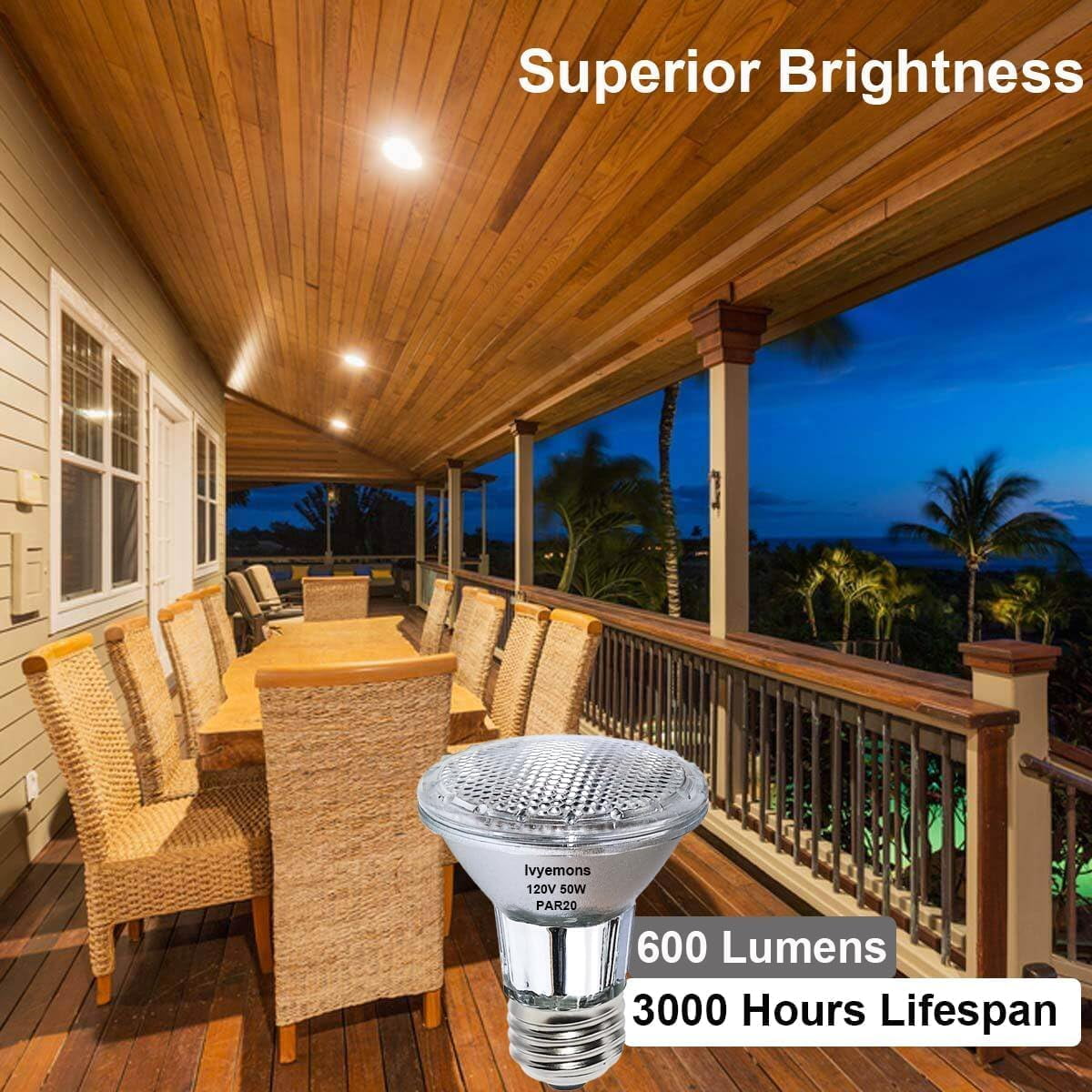 Ivyemons 9 Pack PAR20 Halogen Bulb 50W 120V Dimmable, 2800K Warm White Flood Light with E26 Base for Range Hood