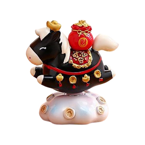 Estatua de caballo del zodiaco chino, año del caballo, bonita figura giratoria de resina, adorno de Feng Shui de la suerte para decoración de mesa en casa, oficina y tienda.