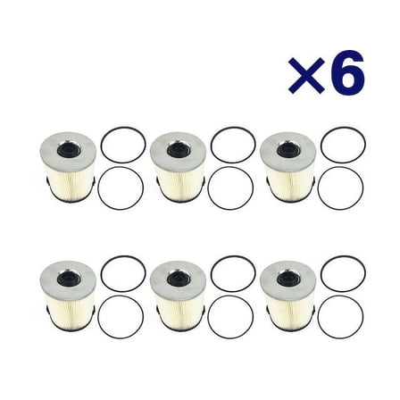 Fuel Filter Kit - 6 Piece - with Gaskets - Compatible with 1995 - 1996 Ford F-250 7.3L V8 Diesel