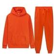 thumbnail image 5 of Dwelliawo Mens Hoodie Sweatsuit 2 Piece Heavyweight Solid Color Fleece Hoodie Jogging Sport Pants Set Casual Fall Winter Suits with Pockets Saffron 2XL, 5 of 5