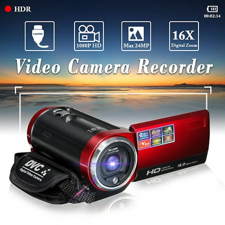 Digital Zoom 2.7in Lcd - HD720P Digital Digital Video Camera 2.7'' LCD Touchscreen Camcorder DV Sport DVR 16MP ZOOM +170° A+ HD wide-angle lens - Red & Black