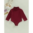 thumbnail image 2 of Bagilaanoe Newborn Baby Girl Boy Turtleneck Rompers Long Sleeve Bodysuits 6M 12M 18M 24M Infant Casual One Piece Short Jumpsuit, 2 of 8