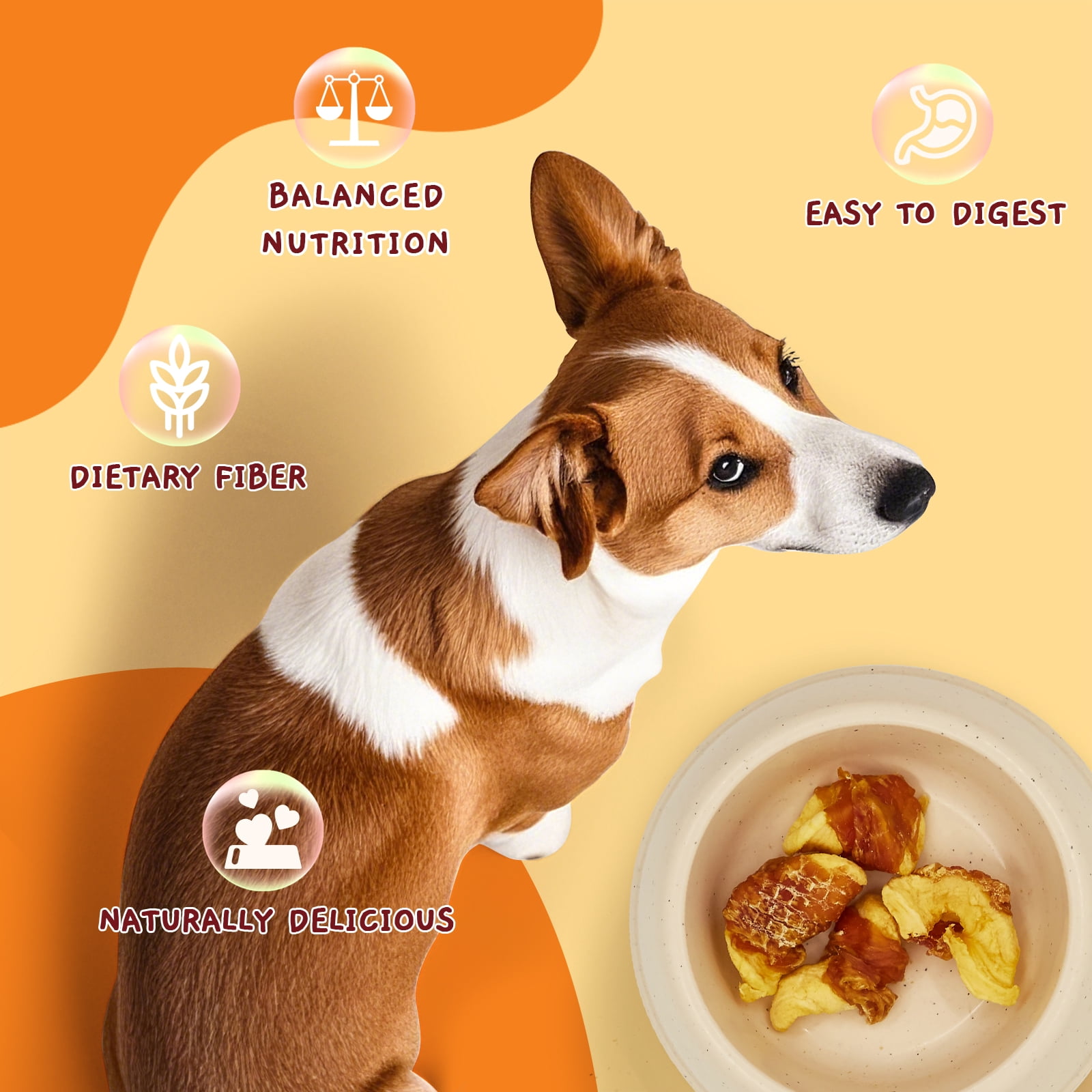 (2 pack) Jungle Calling Dog Treats, Skinless Chicken Wrapped Apple Treats,Gluten and Grain Free,Chewy