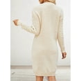 thumbnail image 5 of Women'S V Neck Long Sleeve Above the Knee Relaxed Pullover Fall Sweater Dresses Apricot M, 5 of 9