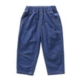thumbnail image 3 of Huanglei Boys' Denim Style Pants For Summer Wear Breathable Full Cabric Long Trousers For Kids Casual Outdoor Everyday Bottoms ，School Uniform Denim Pants /Size 2-3 Years(Dark Blue), 3 of 4