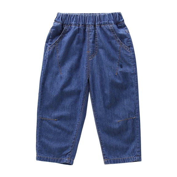 Glisme Toddler Boys Jeans Carrot Leg Denim Pants Lightweight Breathable Fall Casual Boys Baggy Trousers Size 4-5 Y