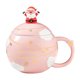 thumbnail image 1 of Taza de cerámica navideña para bebidas, taza de té, decorativa navideña con tapa Rosa, 1 of 9