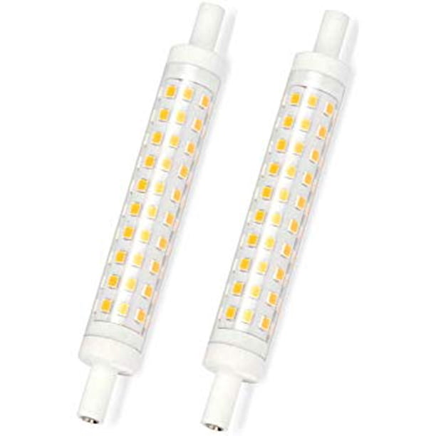 Paquete de 2 bombillas LED de 10W R7s 118mm regulable blanco cálido 3000K 100W equivalente a halógeno reflector lineal de doble extremo para jardín