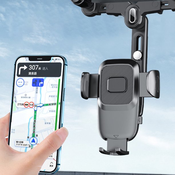 Soporte Para Teléfono De Coche Soporte para teléfono de coche con espejo retrovisor 360 Selfie retráctil giratorio Grabación en vivo Sywqhk Para estrenar