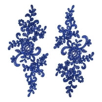 Uxcell 2 Pcs Flower Lace Appliques 3D Embroidery Lace Patch Sewing Addition Embellishments for Wedding Bridal Dress Clothes DIY Crafts Accessories Lace Decoration, Sapphire Blue (23cm)