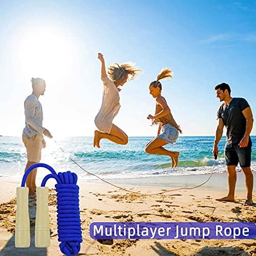 16 FT Long Jump Rope for Kids, Adjustable Double Dutch Skipping Rope with Wooden Handle, Multiplayer Team Jumping Rope for Outdoor Fun, School Sport, Party Game, Birthday Gift