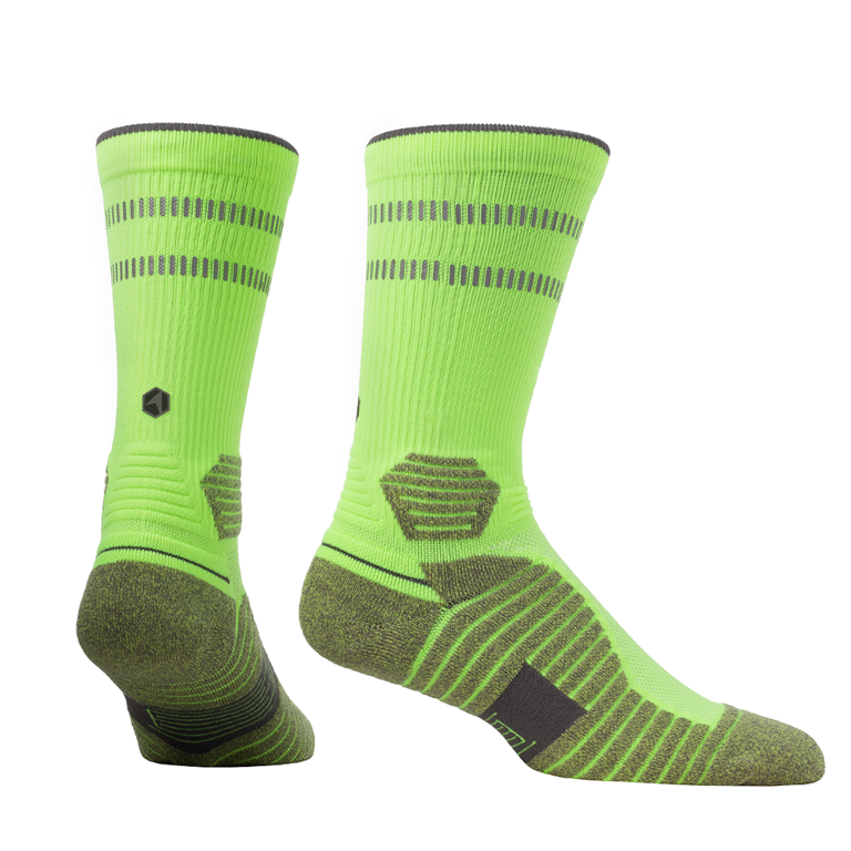 Rock Em Elite Hex Performance Basics Volt Crew Socks (L/XL