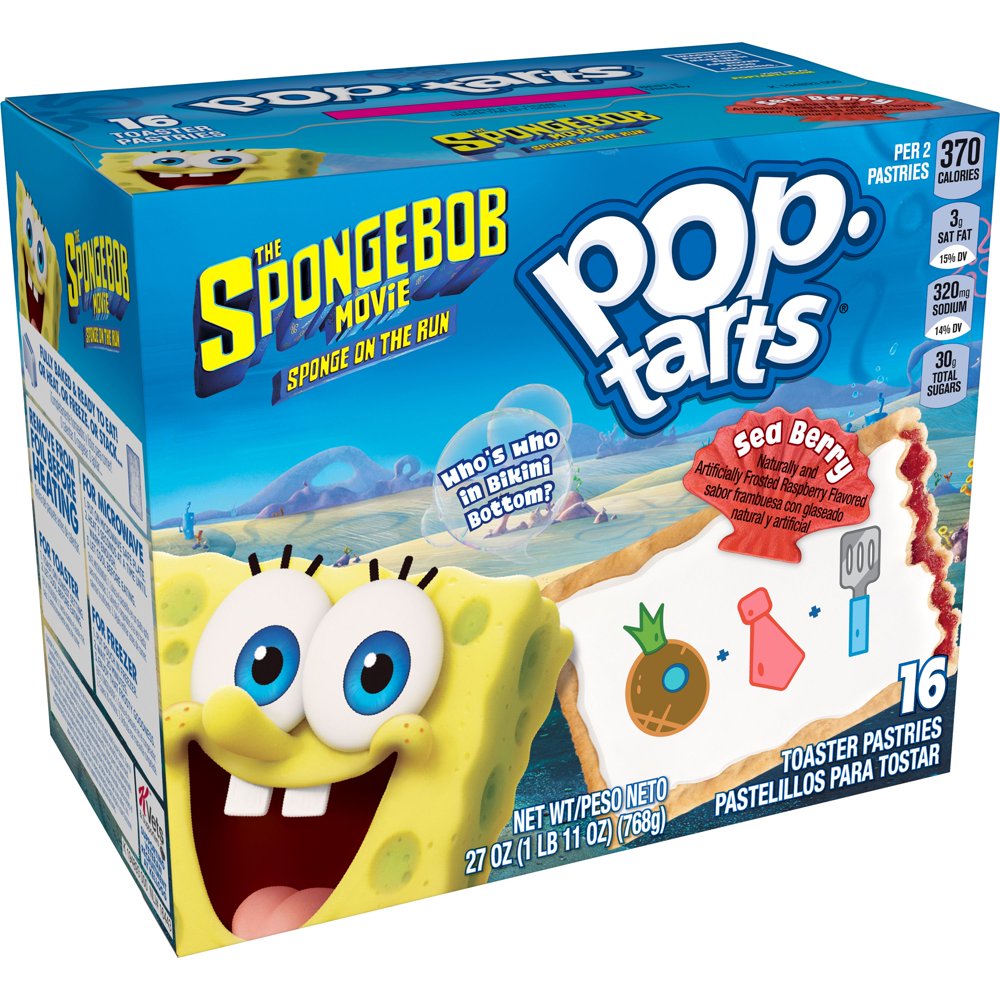 SpongeBob SquarePants PopTarts Breakfast Toaster Pastries, Sea Berry, 8ct 27oz