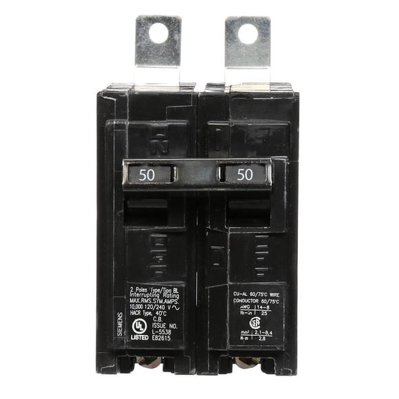B250 - Siemens 50 Amp Double Pole Bolt-On Circuit Breaker