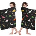 thumbnail image 4 of Black Dinosaurs Geometric Pattern Hooded Bath Towel，60"x35" for Ages 3 To 12 Kids, Quick Dry Lightweight Soft Microfiber Hood Beach Towel Cover Up for Kids, 4 of 7