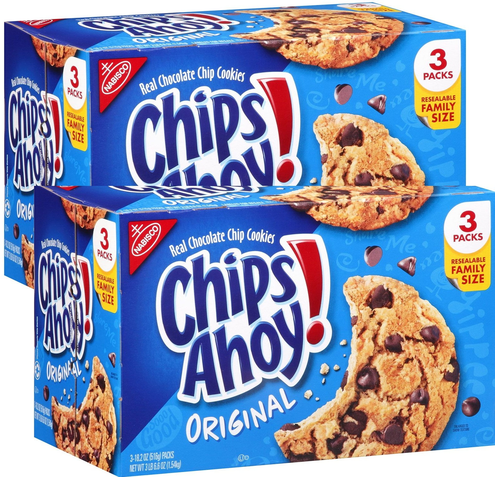 Chips Ahoy Cookies 6 Packs (18.2oz 3 x 2=6 packs)