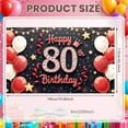 thumbnail image 2 of Red White Theme Happy 80th Banner Sparkling Design 80th Birthday Display Diamond-studded Numbers Golden Stars Birthday Backdrop for 80th Birthday Party Elderly Celebration Family Gathering, 2 of 9