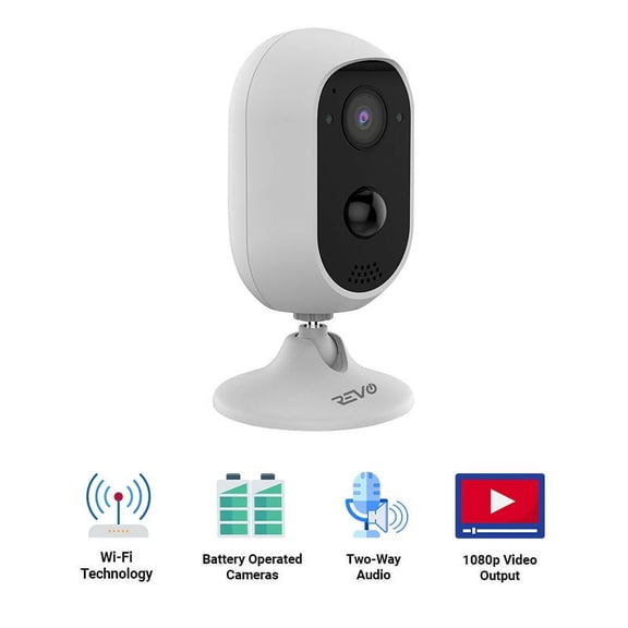 REVO Stand-Alone Wireless Battery Operated Full-HD 1080p Security Camera with Two-Way Audio & PIR Sensor, 32GB Micro SD Card