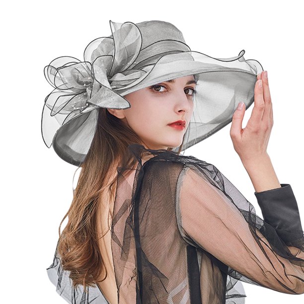 ¡Rebaja! Sombrero de verano Fdelink para mujer, con hojas anchas y flores, ideal para despedidas de soltera, playa y sol (gris)
