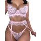 thumbnail image 1 of VISgogo Conjunto de lencería sexy para mujer de 3 piezas, Sujetador de encaje de pestañas transparente con correas de espagueti + Tanga + Liguero VISgogo moda, 1 of 4