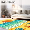 thumbnail image 2 of ODIKA 4'x6' Machine Washable Non-Slip Area Rug, Ocean Horizon Latch Hook with Sailboat High Traffic Rug, Yellow, 618991, 2 of 7