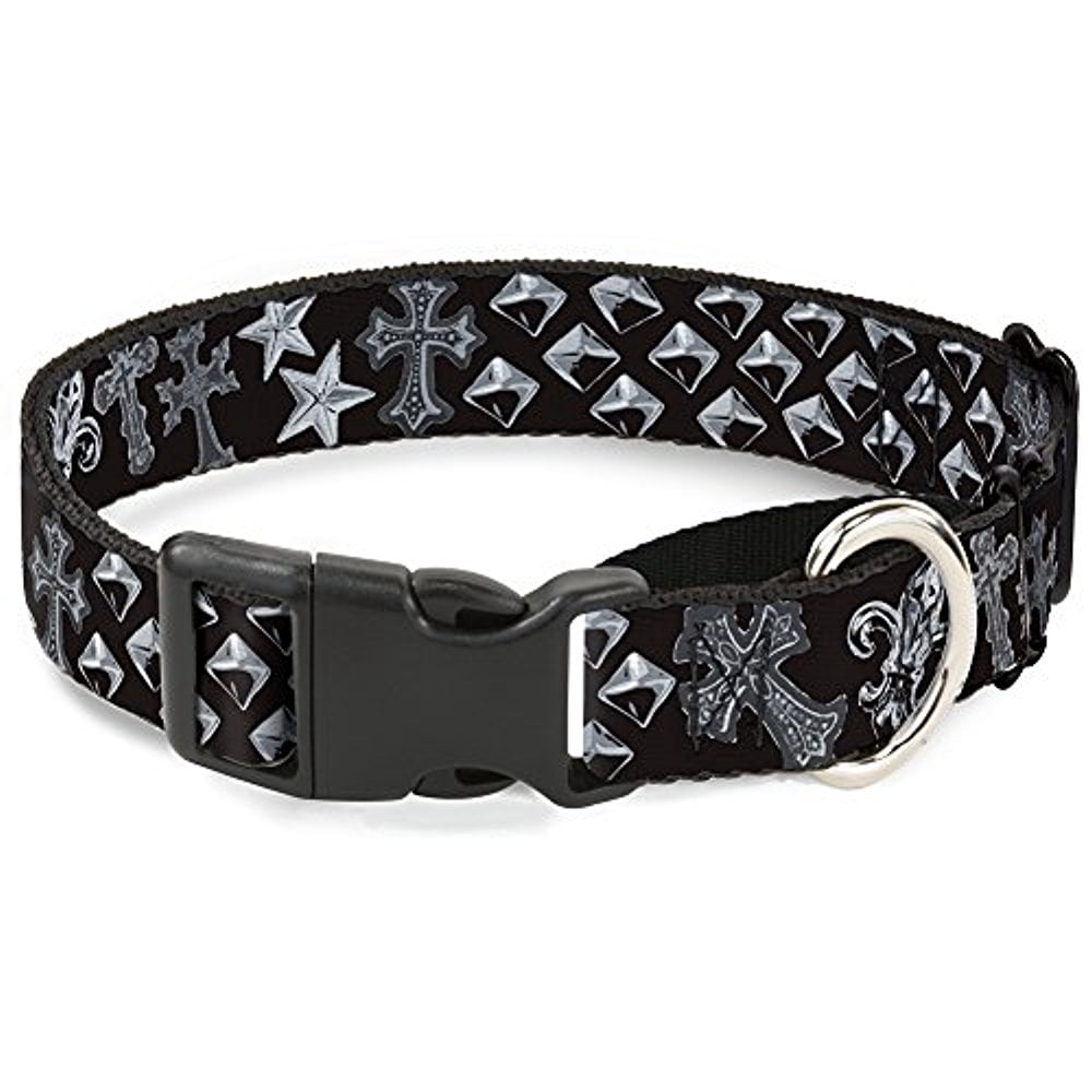 Buckle-Down Elegant Crosses Stars Studs Black Grays Martingale Dog Collar