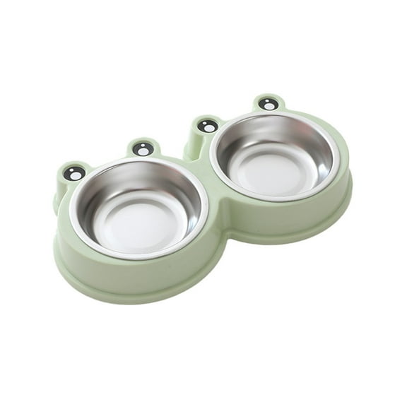 Stainless Steel Double Bowl Pet Food Set Cute Cartoon Design Durable Cat Dog Bowls for Home