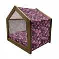 thumbnail image 2 of Flower Pet House, Modern Design Watercolor with Floral Leaf Seemed Ombre Style Print, Outdoor & Indoor Portable Dog Kennel with Pillow and Cover, 5 Sizes, Purple White, by Ambesonne, 2 of 5