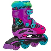 Roller Derby Sprinter Girls Youth 2-in-1 Quad Roller and Inline Skates Combo, Neon Zebra (Size 3-6)