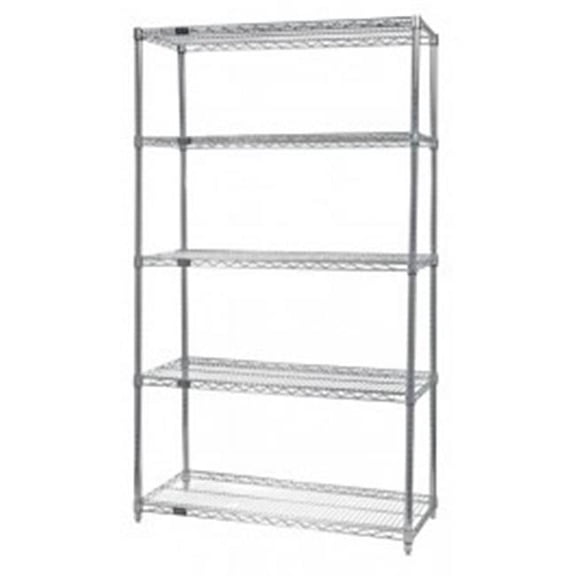 Stainless Steel 5 Shelf Wire Shelving Unit - 36 x 36 x 74 in.