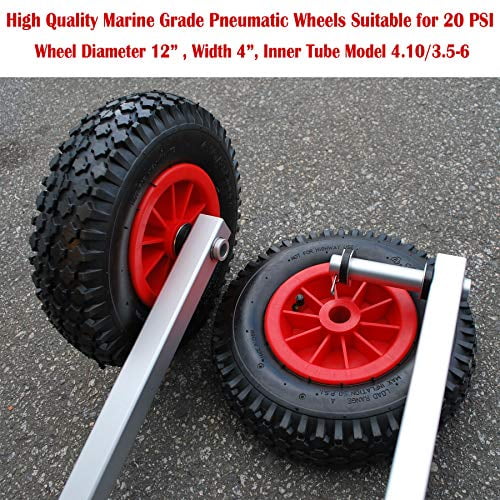 with 12 Pneumatic Tire & Quick Released 2 Stages Position SEAMAX Easy Load Boat Launching Wheels Set for Inflatable Boat & Aluminum Boat with 12 Pneumatic Tire & Quick Released 2 Stages Position SEAMAX Easy Load Boat Launching Wheels Set for Inflatable Boat & Aluminum Boat