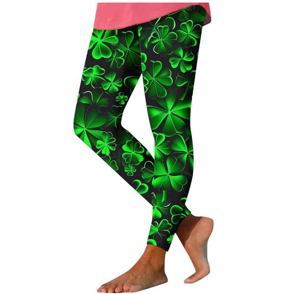 successthop St. Patrick Day Workout Pants Green Vacation Leggings Strecth Trousers Comfortable Workout Bottoms 2XL