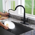 thumbnail image 4 of Single-Handle Pull-Out Sprayer Kitchen Faucet with Digital Display Deckplate included in Matte Black, 4 of 8