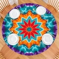 thumbnail image 2 of Colorful Tie Dye Starflower Pattern Round Fitted Tablecloth with Elastic Edge,Dining Table Cover Waterproof,Outdoor Round Tablecloth for Camping,Dining,Indoor and Outdoor, 2 of 7