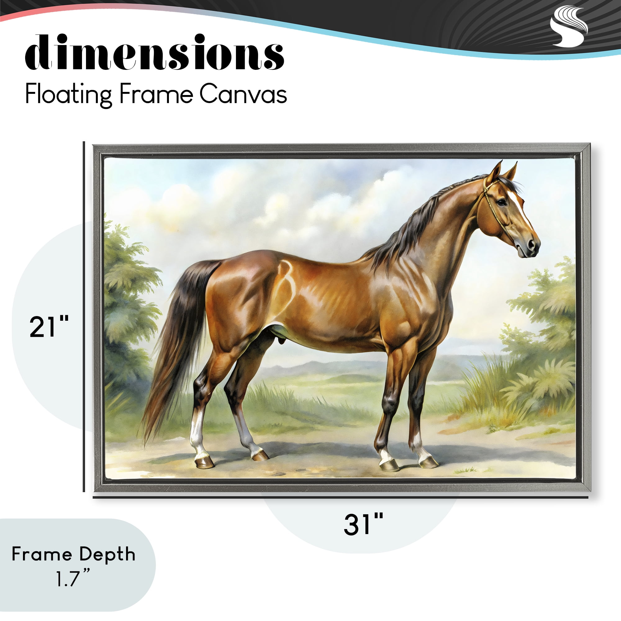 Stupell Industries Majestic Horse in Pastoral Landscape Gray Framed Floater Canvas Wall Art, design by Creative Studio