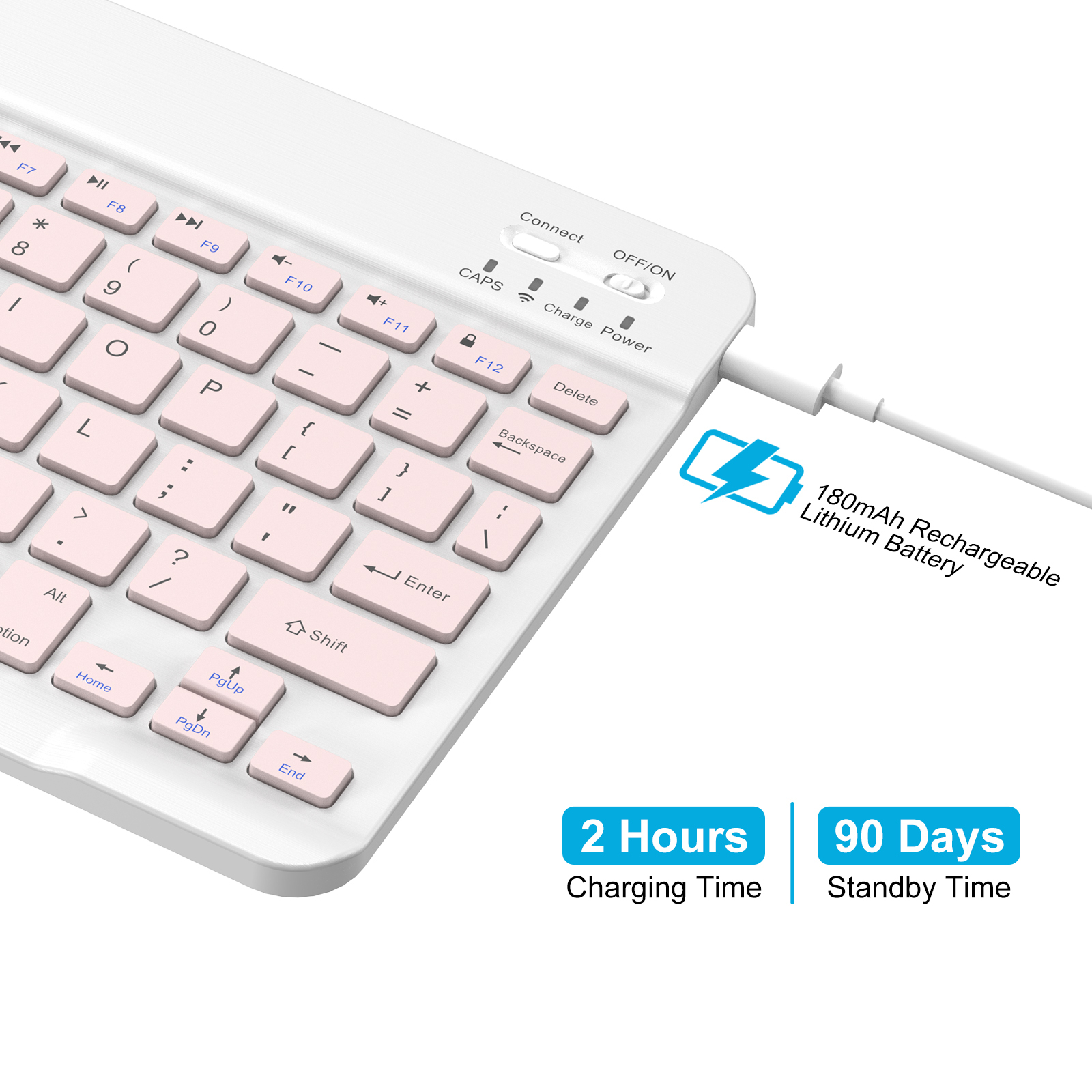 Cimetech Ultra-Slim Rechargeable Bluetooth Keyboard, Pink photo 7