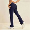 thumbnail image 5 of Women Flare Leggings with Pockets Comfy Yoga Pants High Waist Tummy Control Bootcut Workout Flared Leggings L, 5 of 5