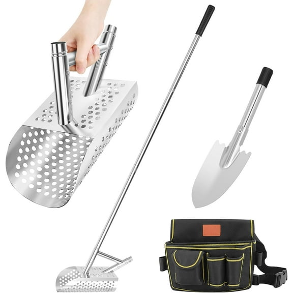 Sand Scoop for Metal Detecting for Adult,Heavy Duty Metal Detector Scoop, Stainless Steel Beach Scoop,Detecting Tool,Digging Shovel Fast Sifting Shovel（Bag   Sand Scoop Sand Shovel）